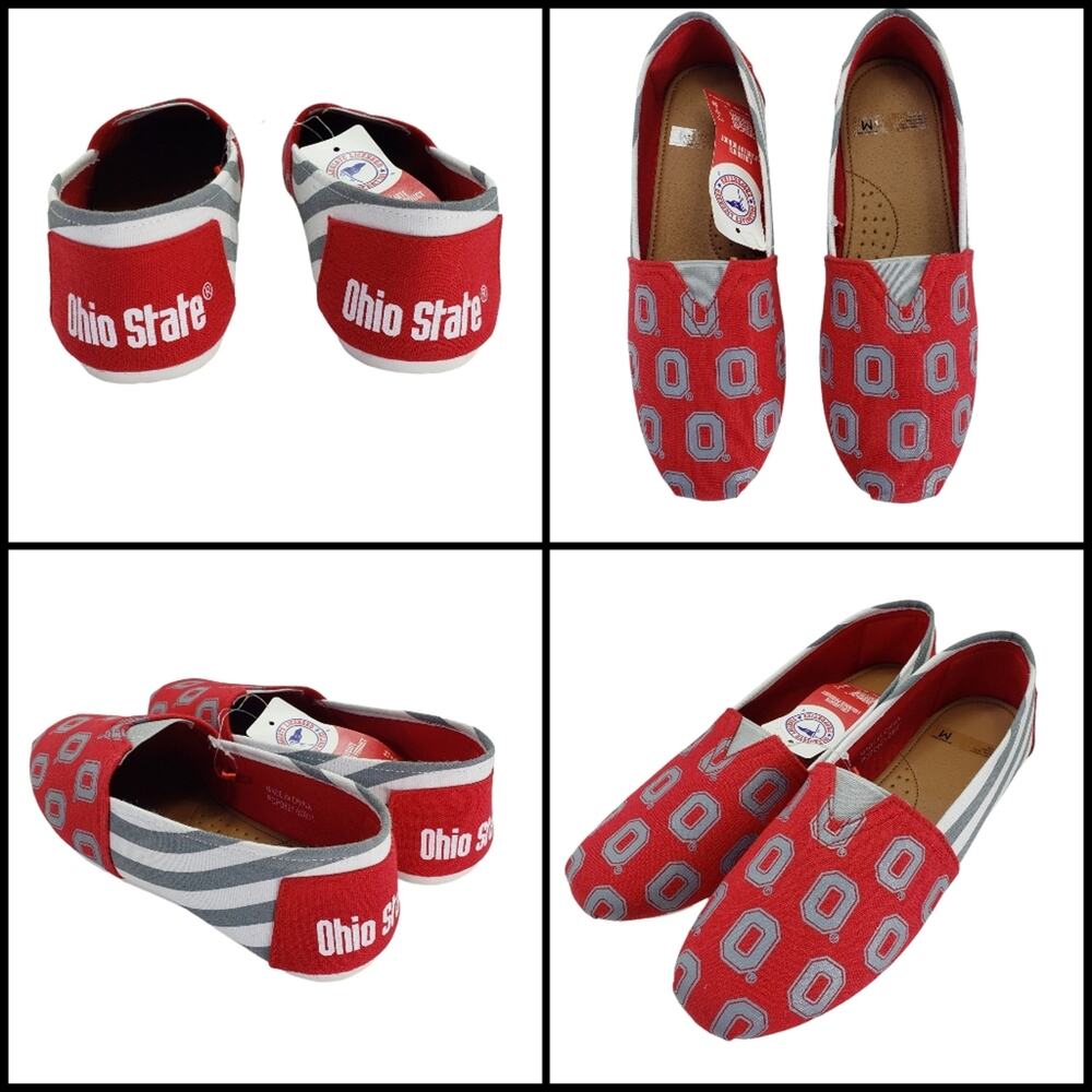 Ohio State Buckeyes Women's Stripe Canvas Shoe, Size M (US 8)